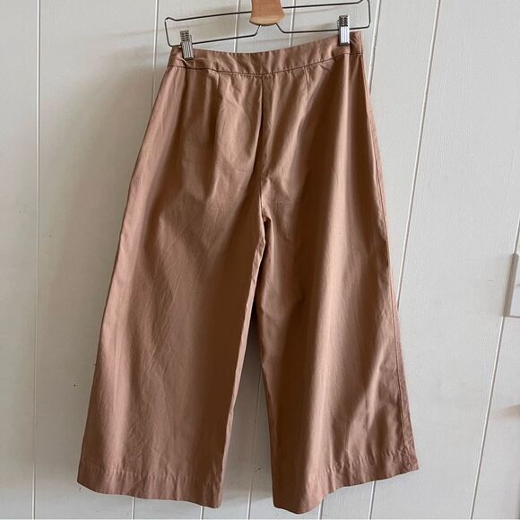 Banana Republic Khaki Organic Cotton Tie Waist Flared Wrap Pants - Picture 6 of 12